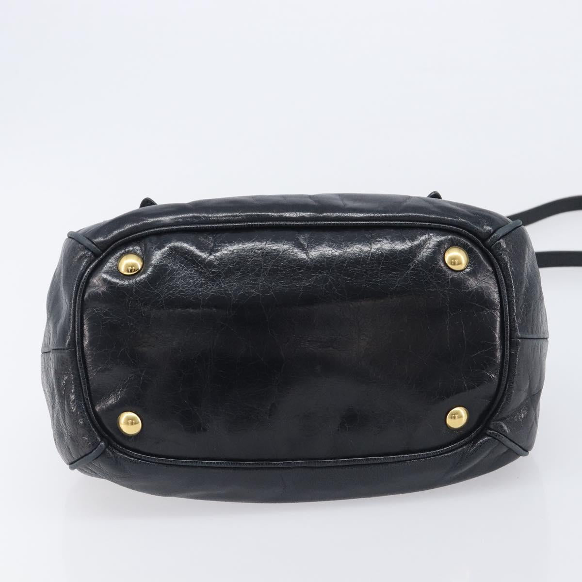Miu Miu Hand Bag Leather 2way Black Gold Tone Auth 209363V