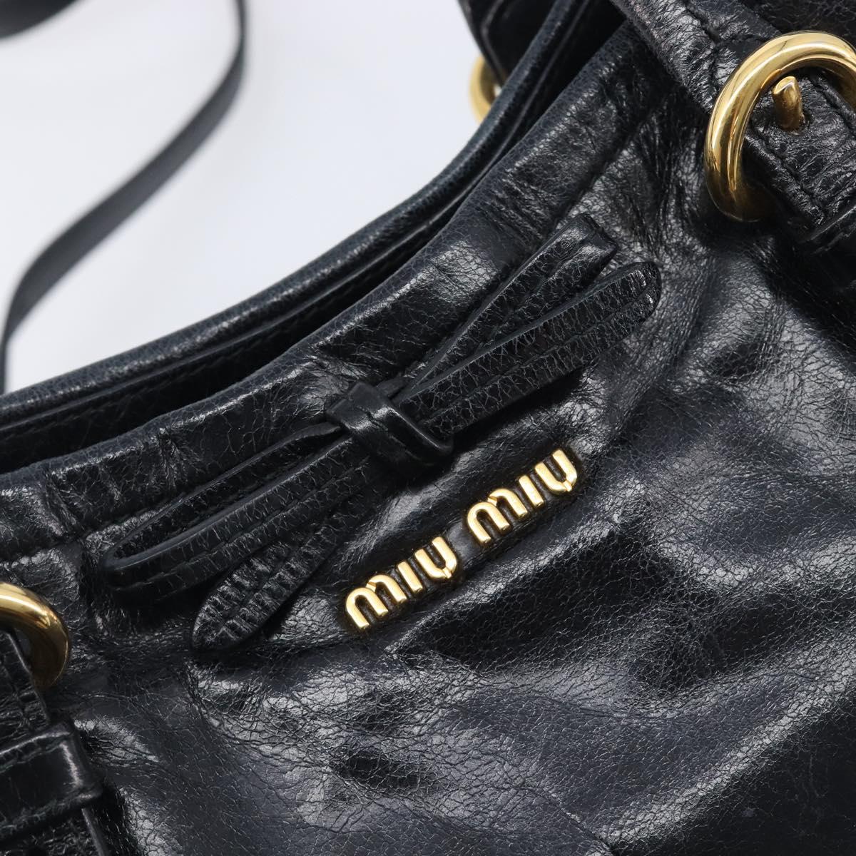 Miu Miu Hand Bag Leather 2way Black Gold Tone Auth 209363V