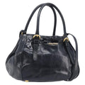 Miu Miu Hand Bag Leather 2way Black Gold Tone Auth 209363V