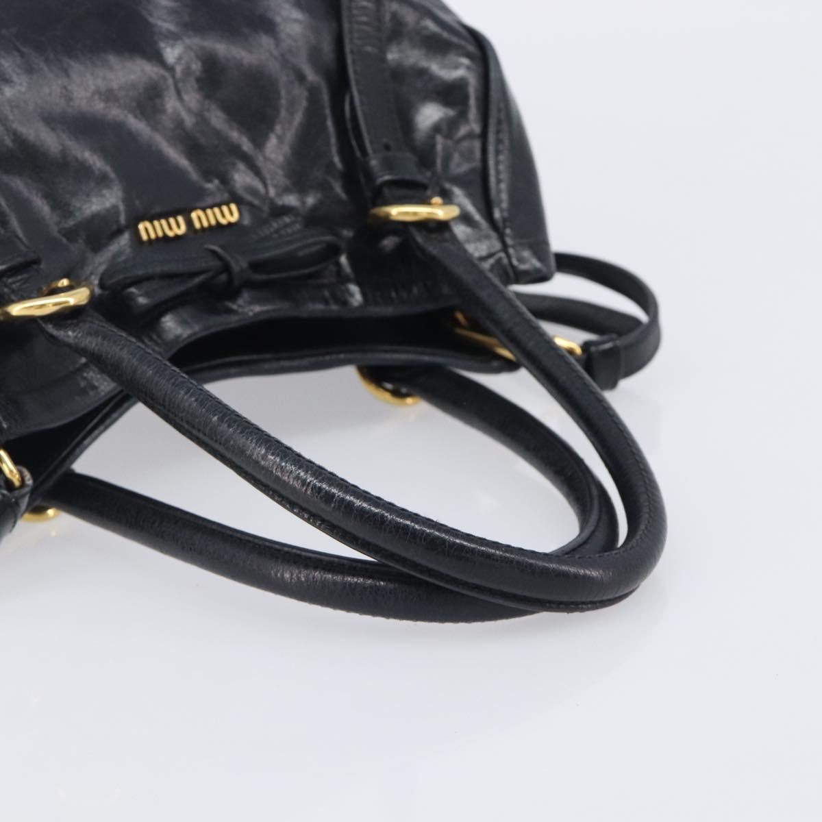 Miu Miu Hand Bag Leather 2way Black Gold Tone Auth 209363V