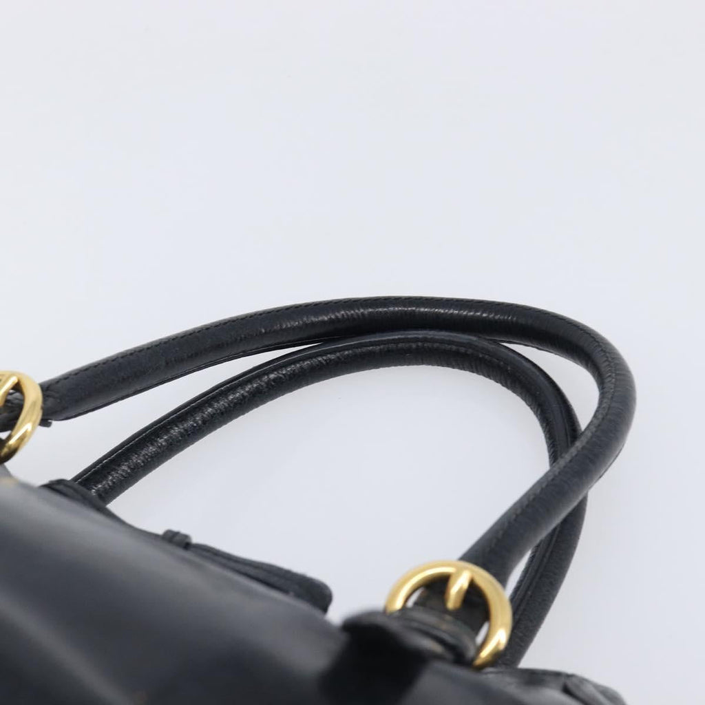 Miu Miu Hand Bag Leather 2way Black Gold Tone Auth 209363V