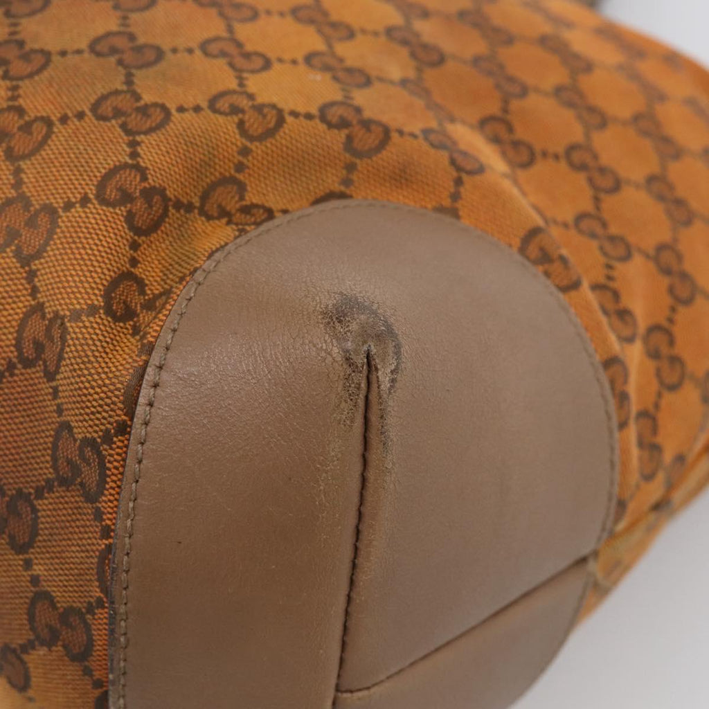 GUCCI GG Canvas Tote Bag Orange Gold Tone 308928 Auth 209372