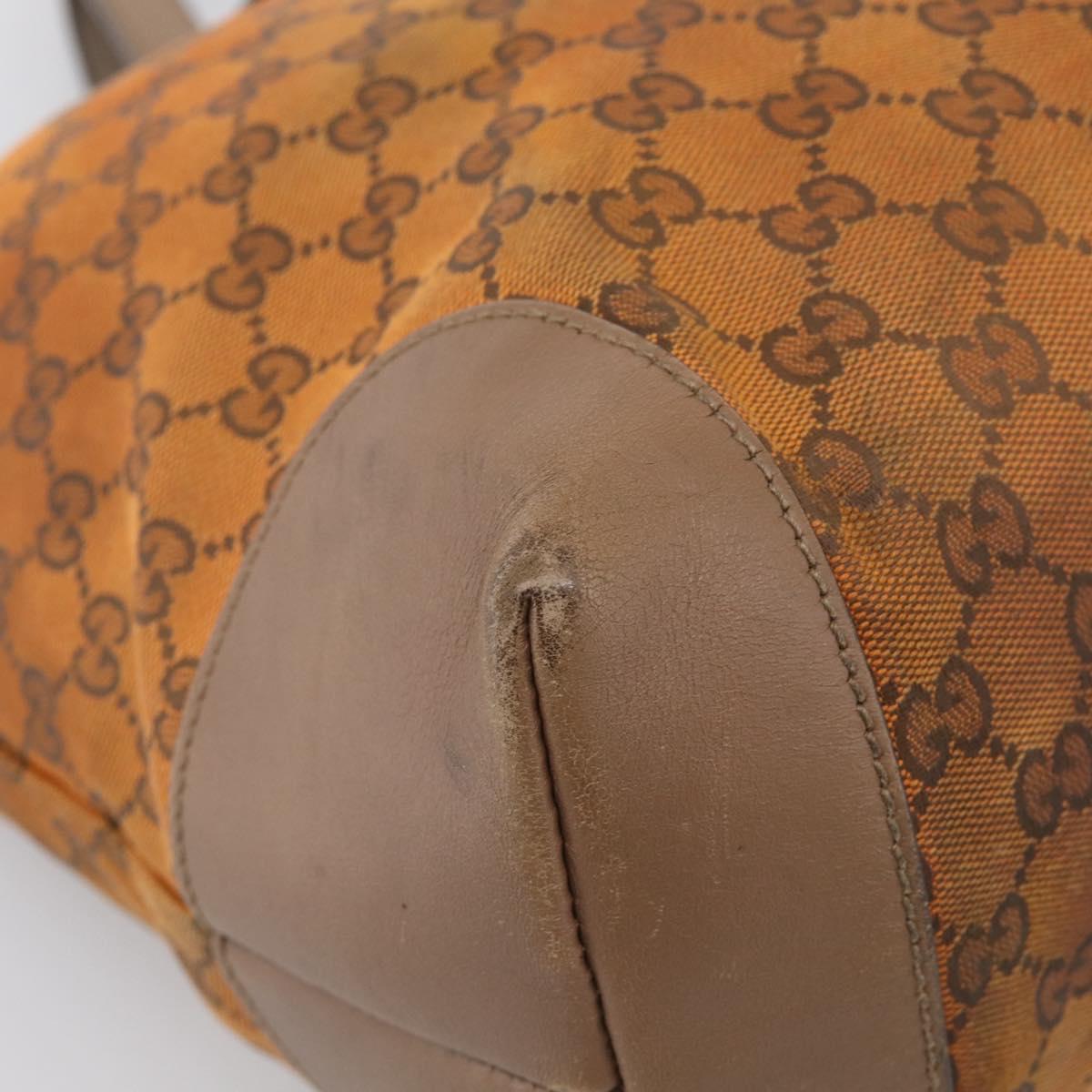 GUCCI GG Canvas Tote Bag Orange Gold Tone 308928 Auth 209372