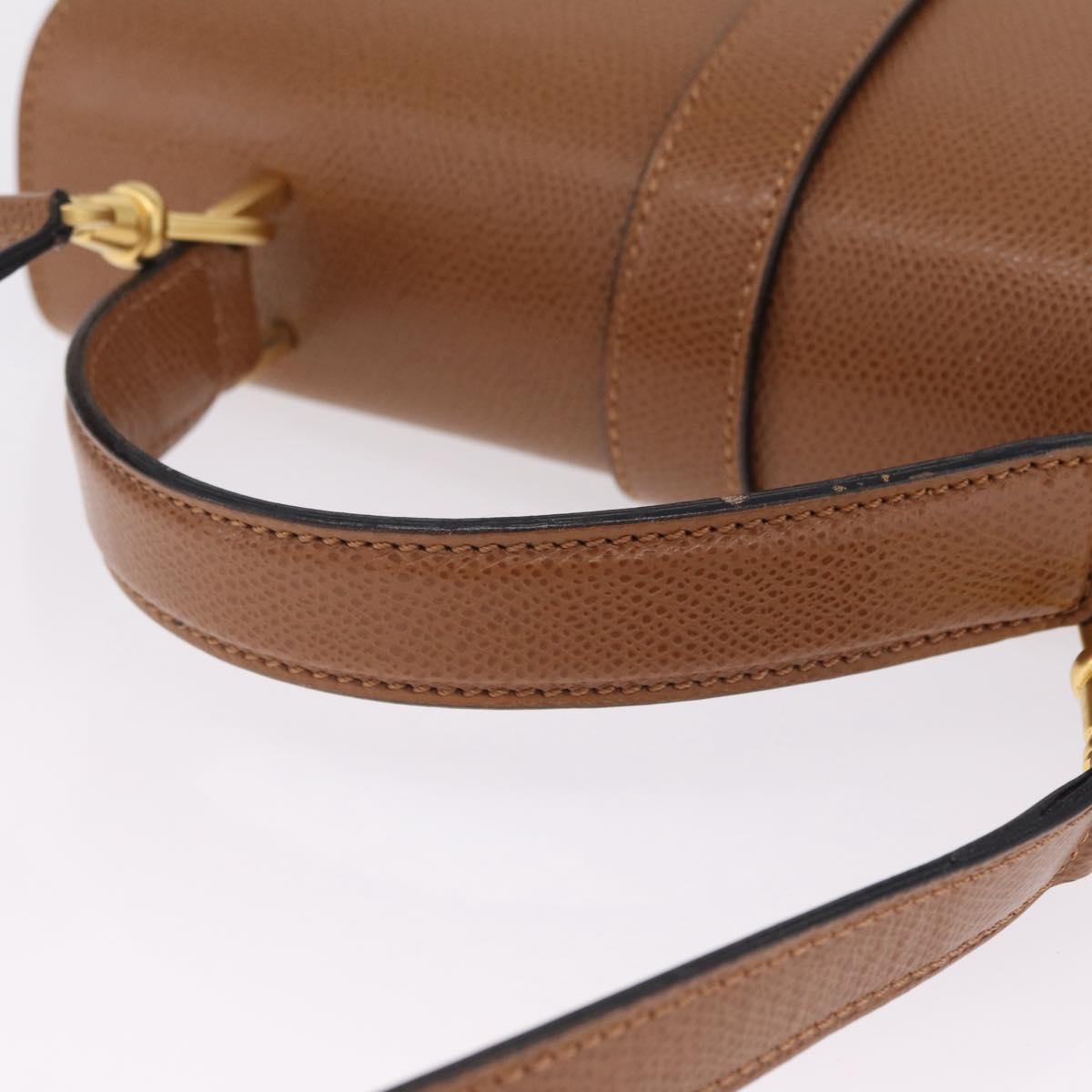 CELINE Hand Bag Leather 2way Brown Gold Auth 209392V