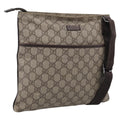 GUCCI GG Supreme Shoulder Bag PVC Beige Silver 141626 Auth 209406