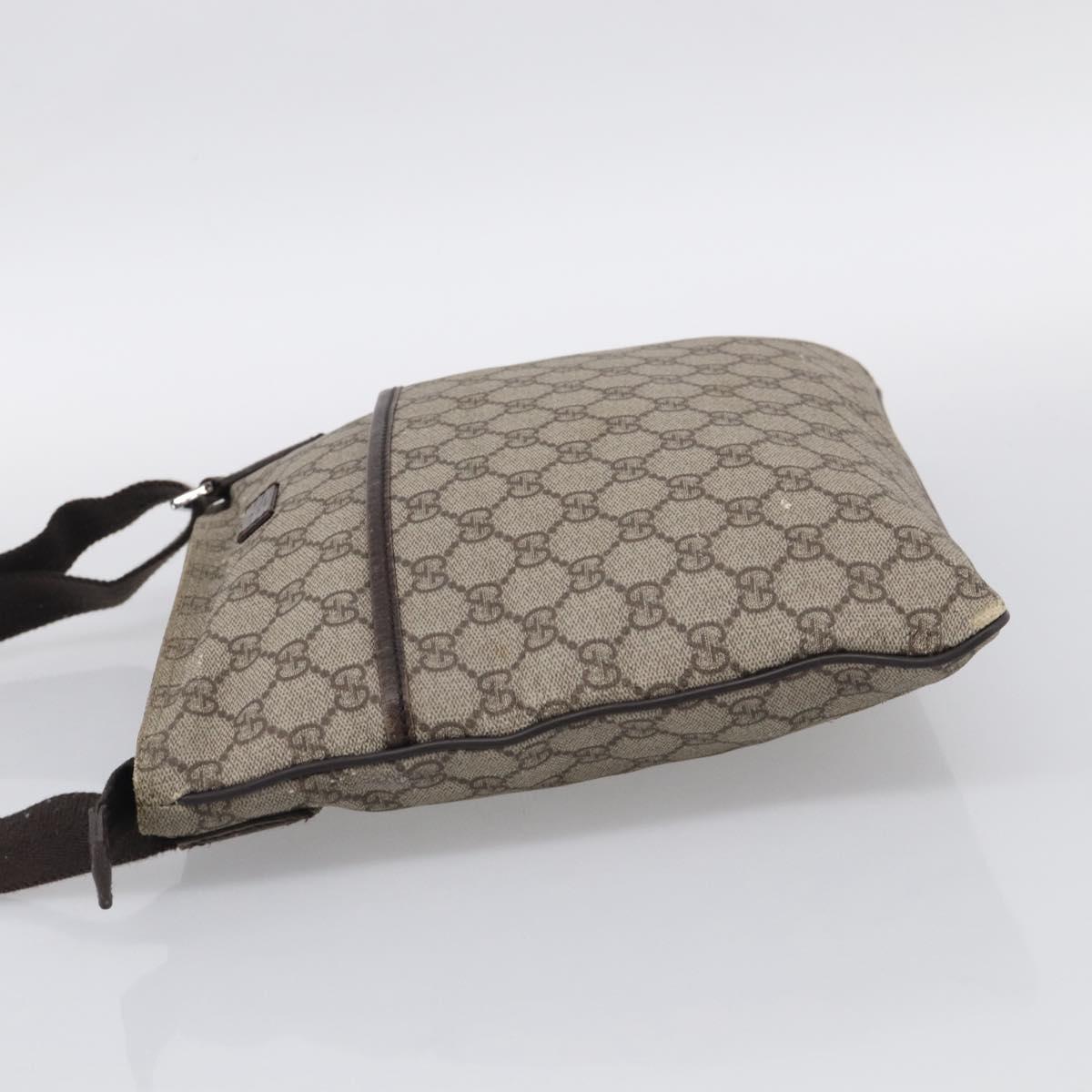GUCCI GG Supreme Shoulder Bag PVC Beige Silver 141626 Auth 209406