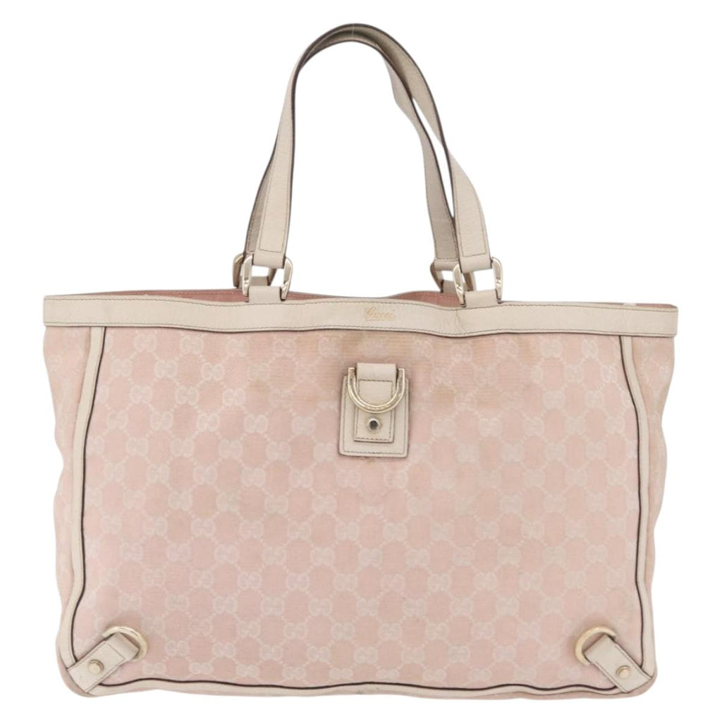 GUCCI GG Canvas Tote Bag Pink Gold 141472 Auth 209435