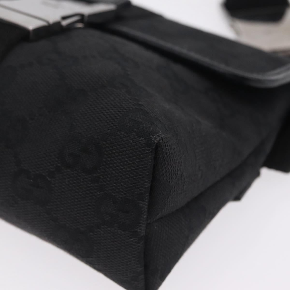 GUCCI GG Canvas Waist Bag Black Silver 131236 Auth 209592A