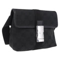 GUCCI GG Canvas Waist Bag Black Silver 131236 Auth 209592A