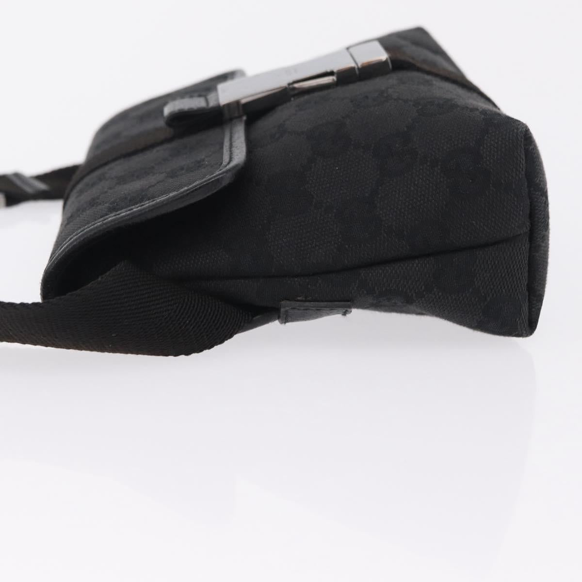 GUCCI GG Canvas Waist Bag Black Silver 131236 Auth 209592A