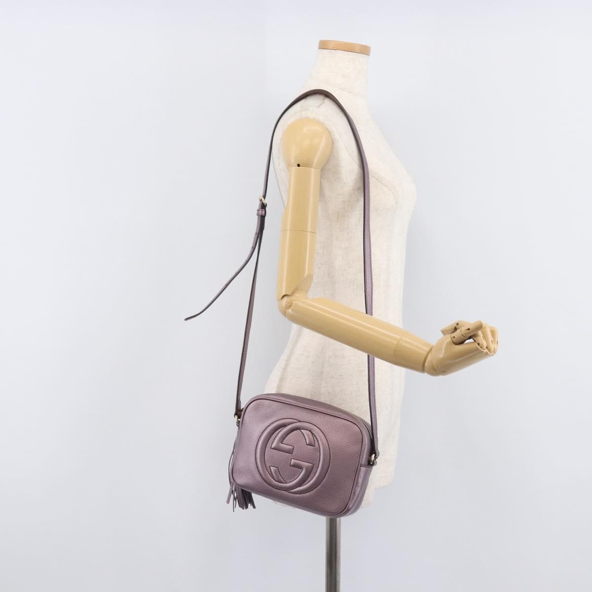 GUCCI Soho Shoulder Bag Leather Pink Gold Tone 308364 Auth 209608A