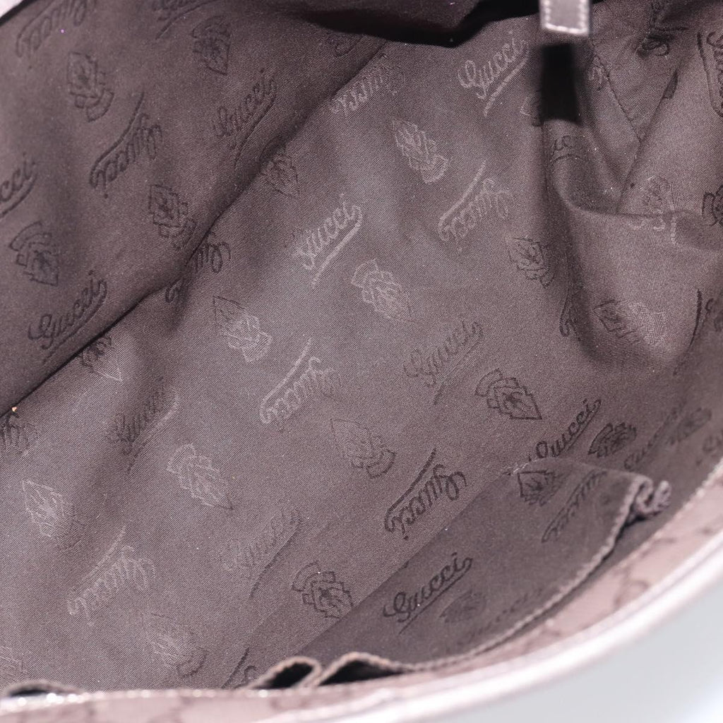 GUCCI GG Implementation Tote Bag PVC Leather Silver 211138 Auth 209695