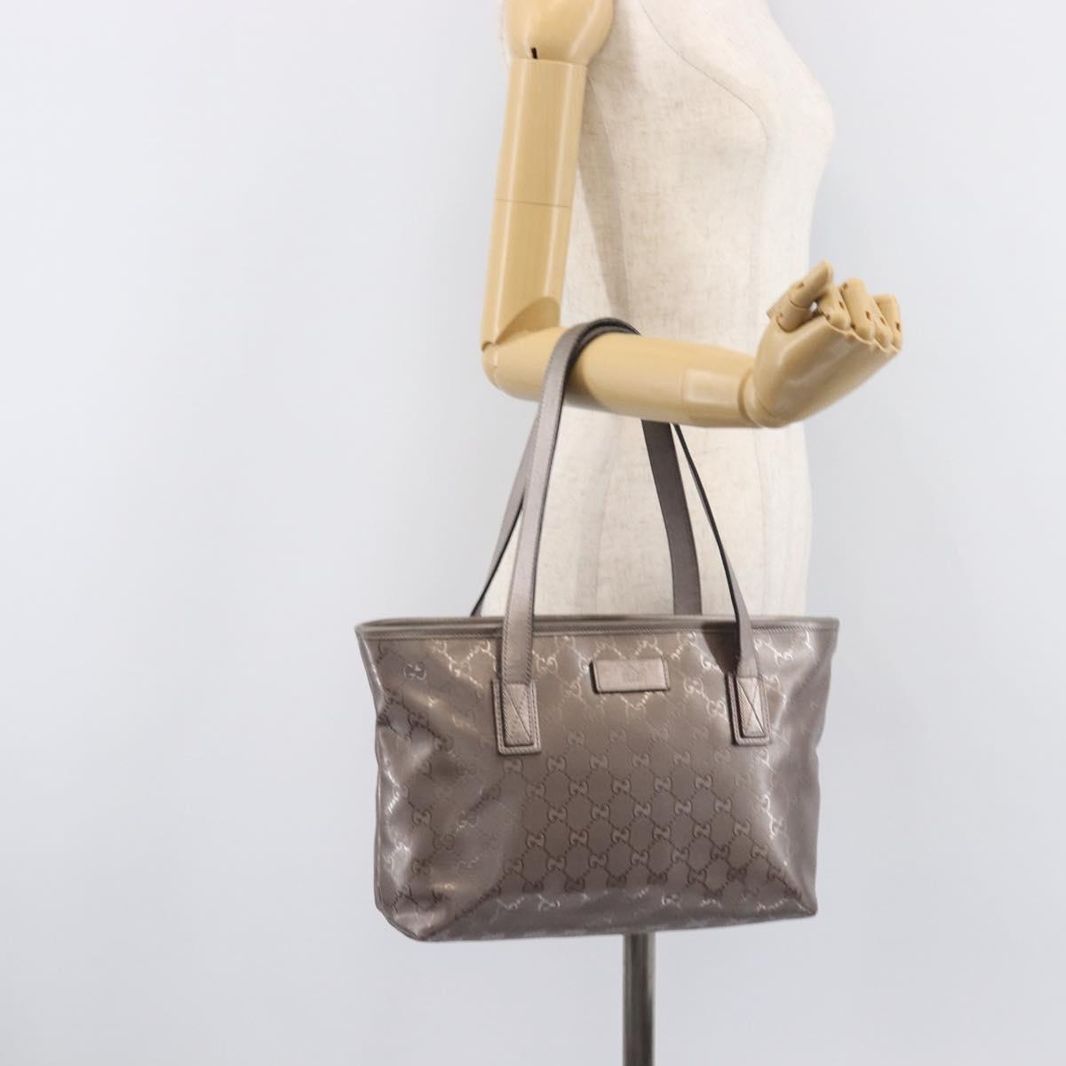GUCCI GG Implementation Tote Bag PVC Leather Silver 211138 Auth 209695