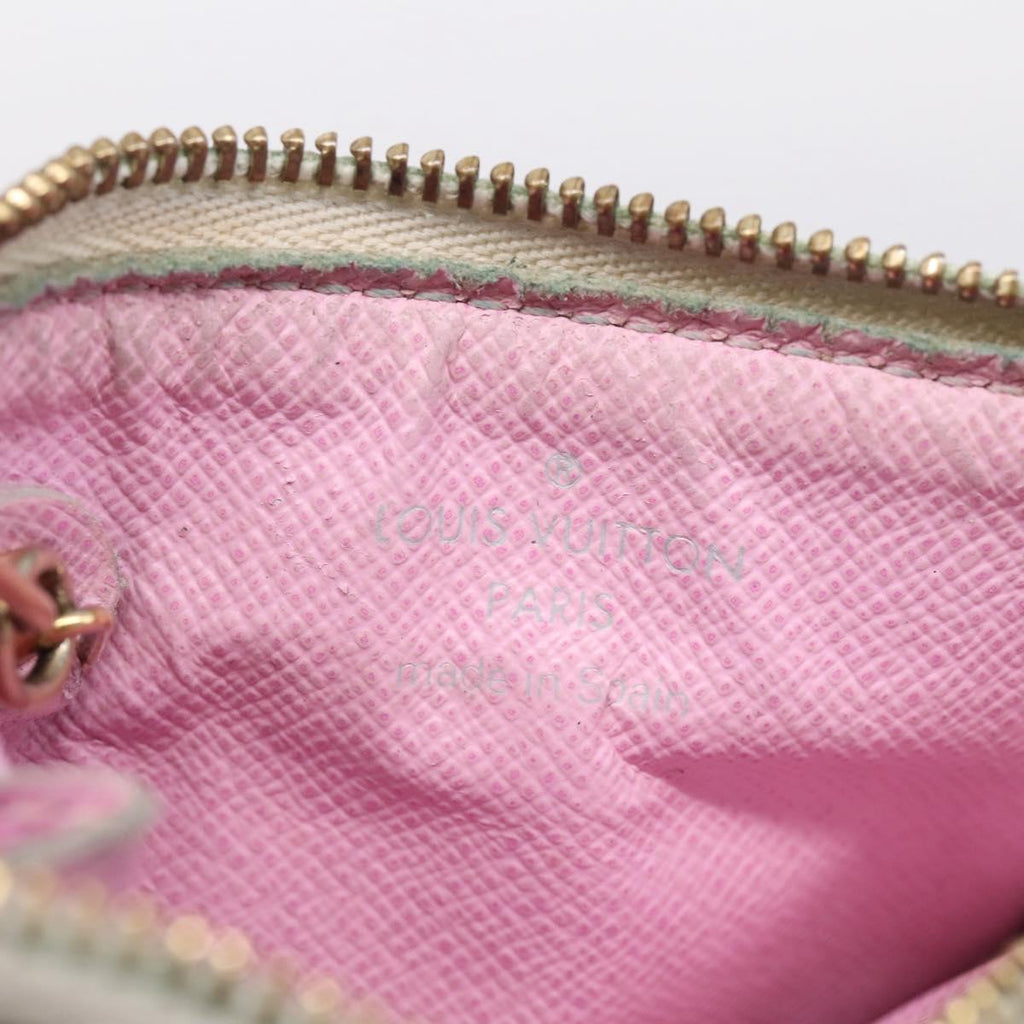 LOUIS VUITTON Multicolor Pochette ClesNM Coin Purse White M93734 LV Auth 209892