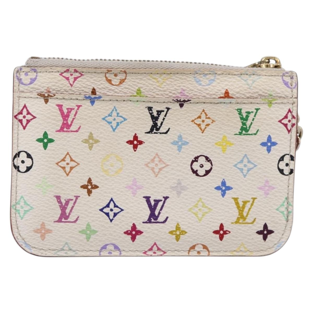 LOUIS VUITTON Multicolor Pochette ClesNM Coin Purse White M93734 LV Auth 209892
