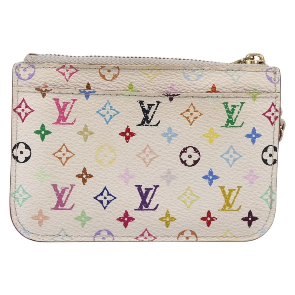 LOUIS VUITTON Multicolor Pochette ClesNM Coin Purse White M93734 LV Auth 209892