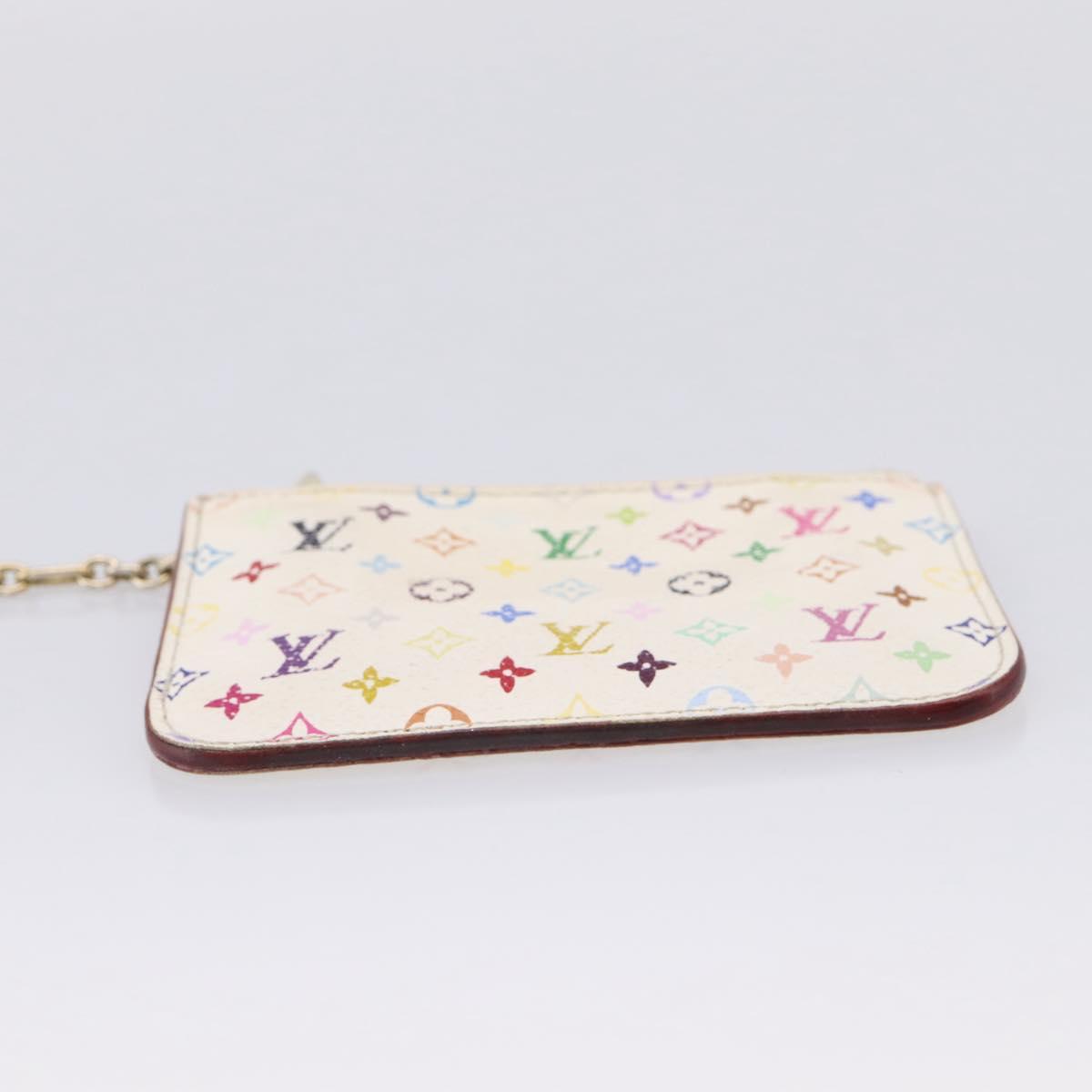 LOUIS VUITTON Multicolor Pochette ClesNM Coin Purse White M93734 LV Auth 209892