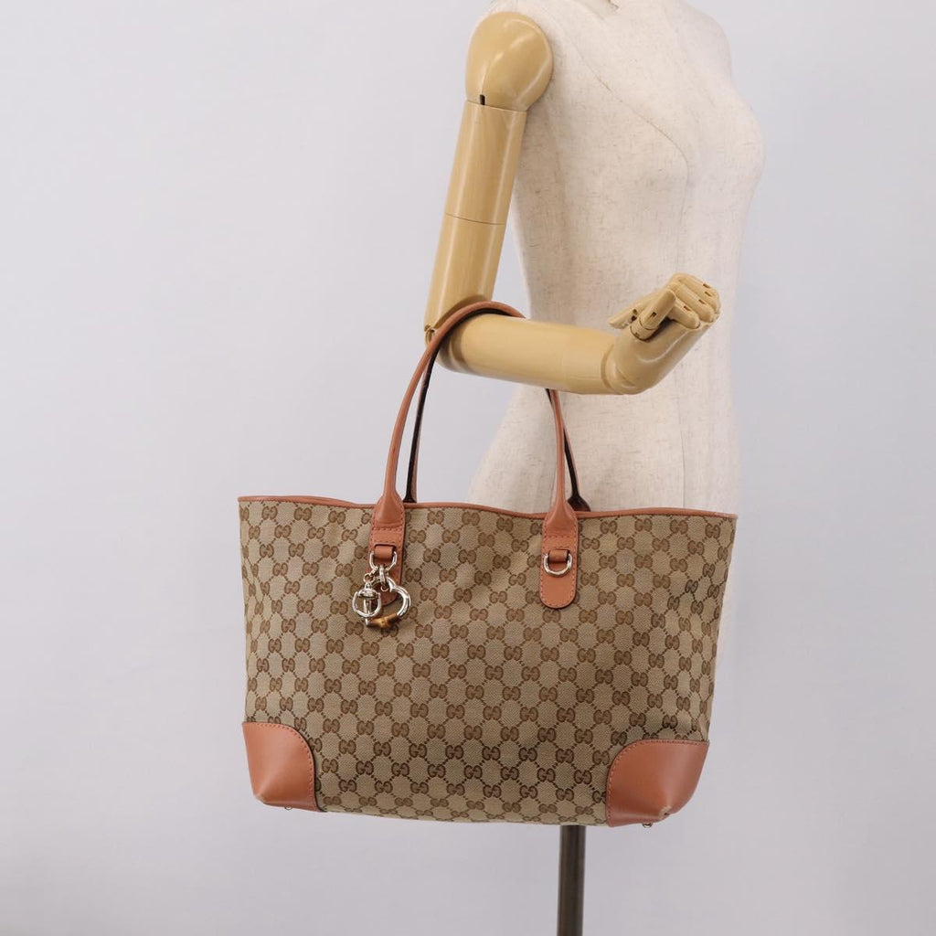 GUCCI GG Canvas Tote Bag Beige Gold 269956 Auth 209910