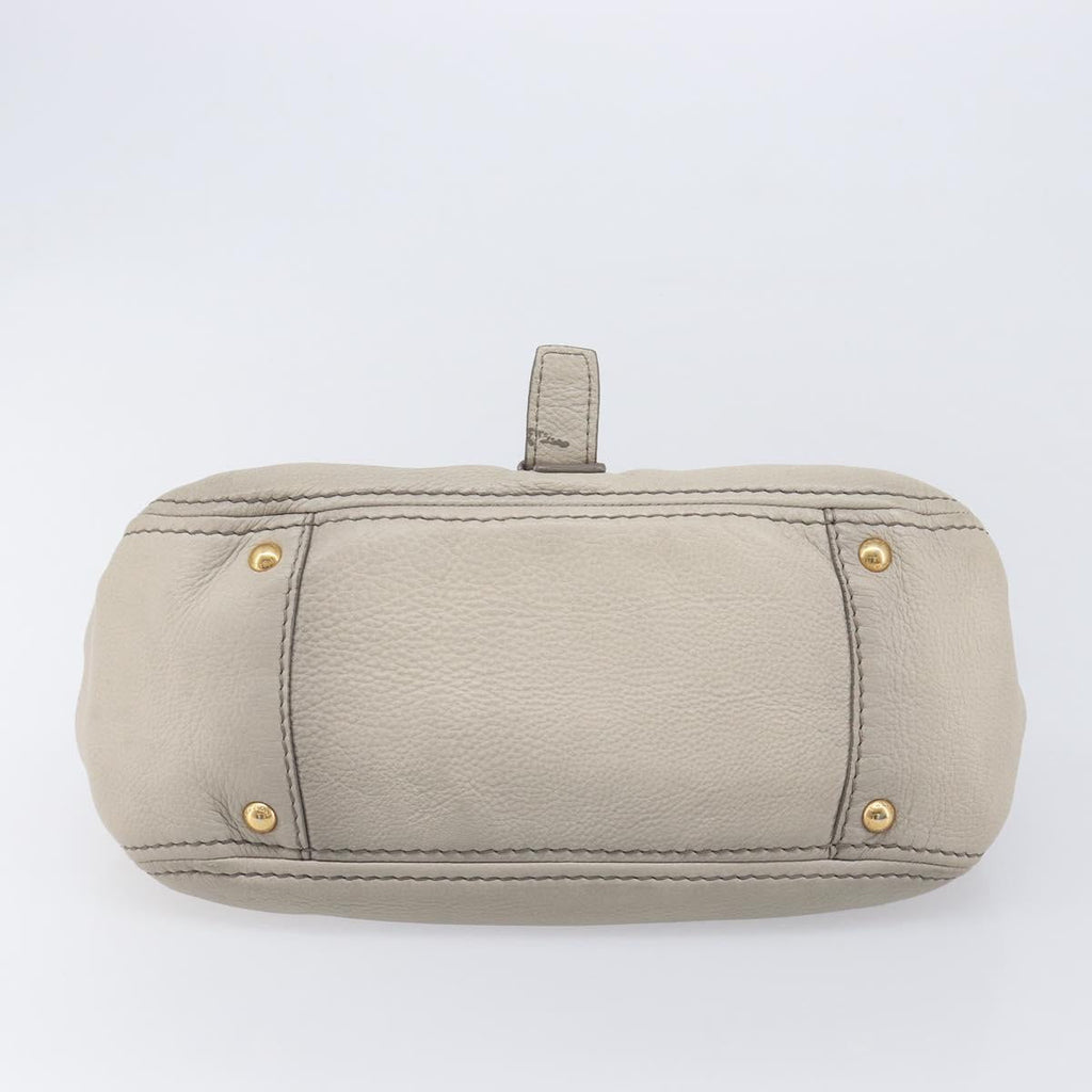 PRADA Chain Shoulder Bag Vittero Dino Leather Beige Gold Auth 209990A