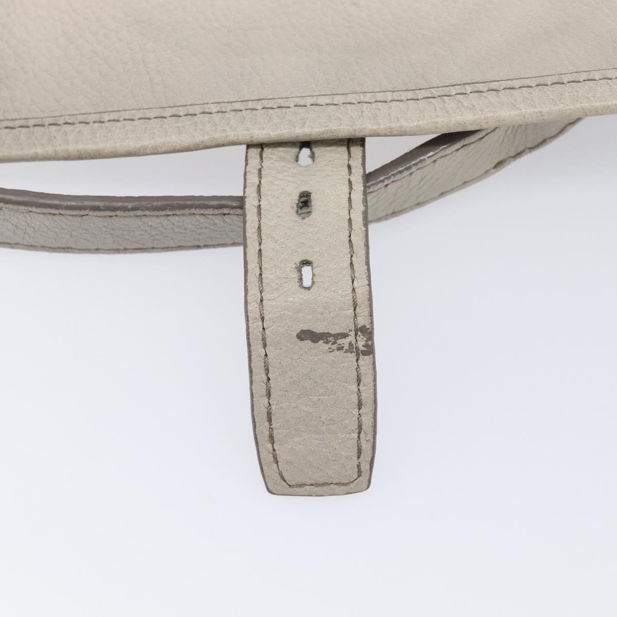 PRADA Chain Shoulder Bag Vittero Dino Leather Beige Gold Auth 209990A