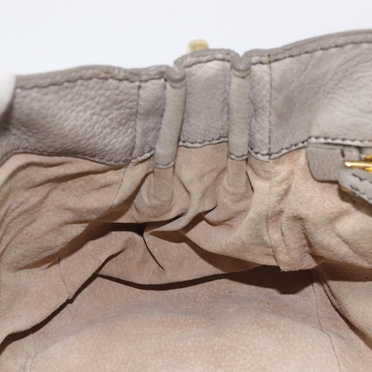 PRADA Chain Shoulder Bag Vittero Dino Leather Beige Gold Auth 209990A