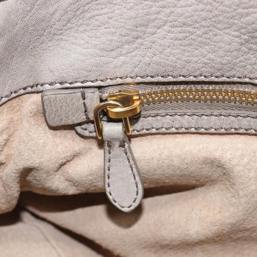 PRADA Chain Shoulder Bag Vittero Dino Leather Beige Gold Auth 209990A