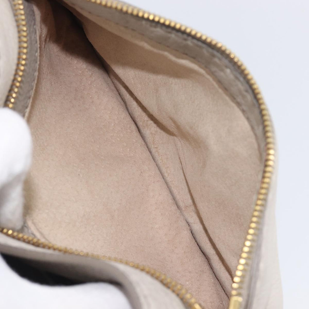 PRADA Chain Shoulder Bag Vittero Dino Leather Beige Gold Auth 209990A