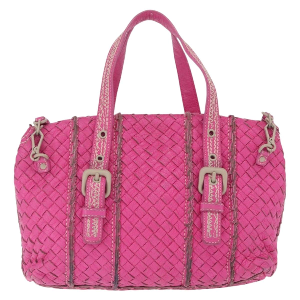 Bottega Veneta INTRECCIATO Hand Bag Leather 2way Pink Auth 210001A