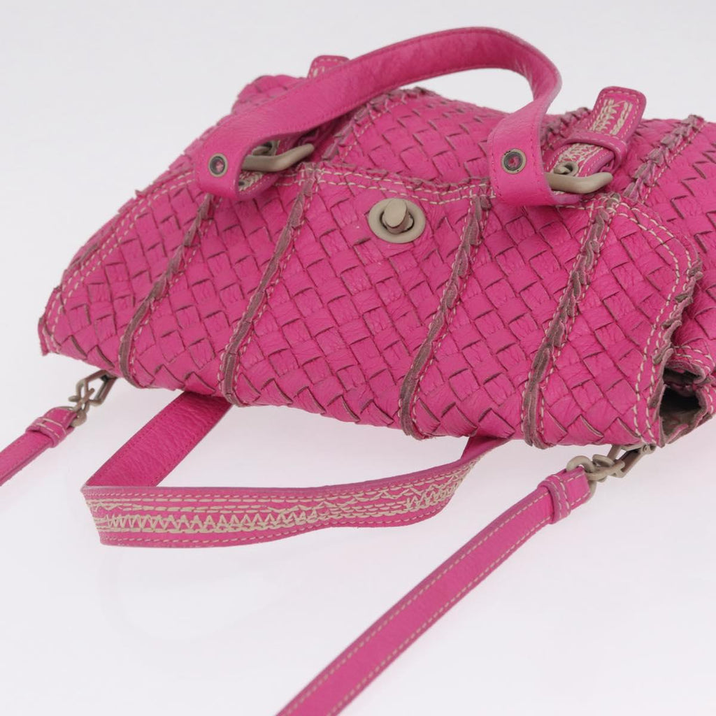 Bottega Veneta INTRECCIATO Hand Bag Leather 2way Pink Auth 210001A