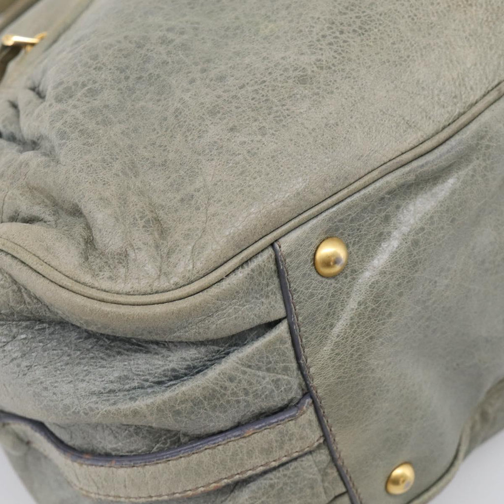 Miu Miu Shoulder Bag Vitellolux 2way Light Blue Gold Auth 210007A