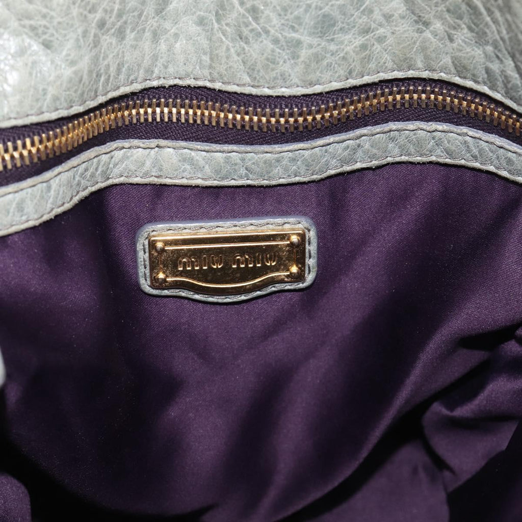 Miu Miu Shoulder Bag Vitellolux 2way Light Blue Gold Auth 210007A