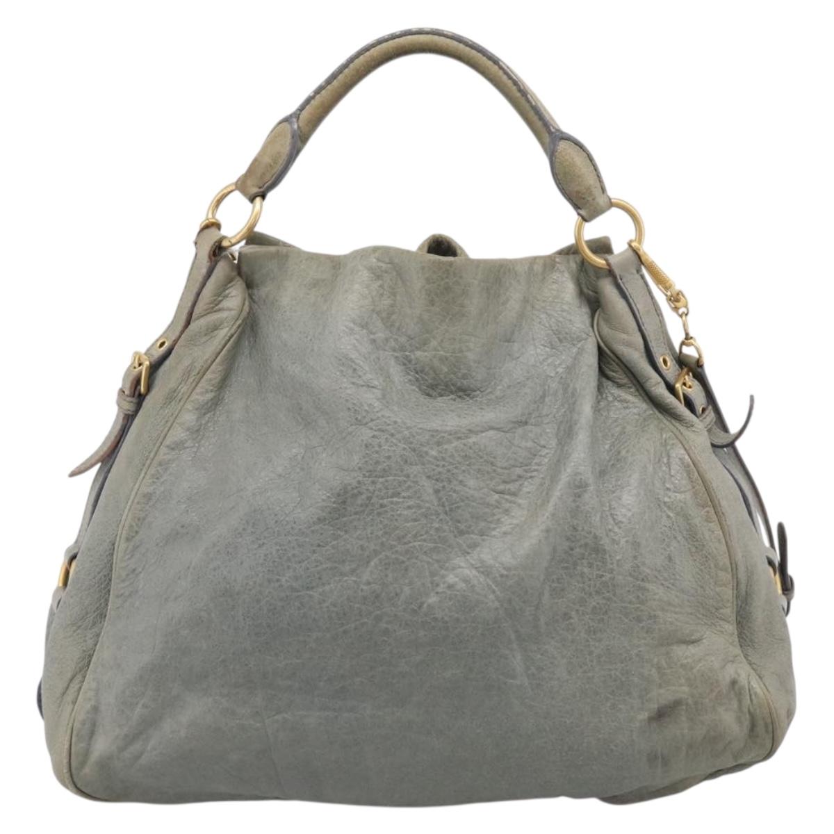 Miu Miu Shoulder Bag Vitellolux 2way Light Blue Gold Auth 210007A