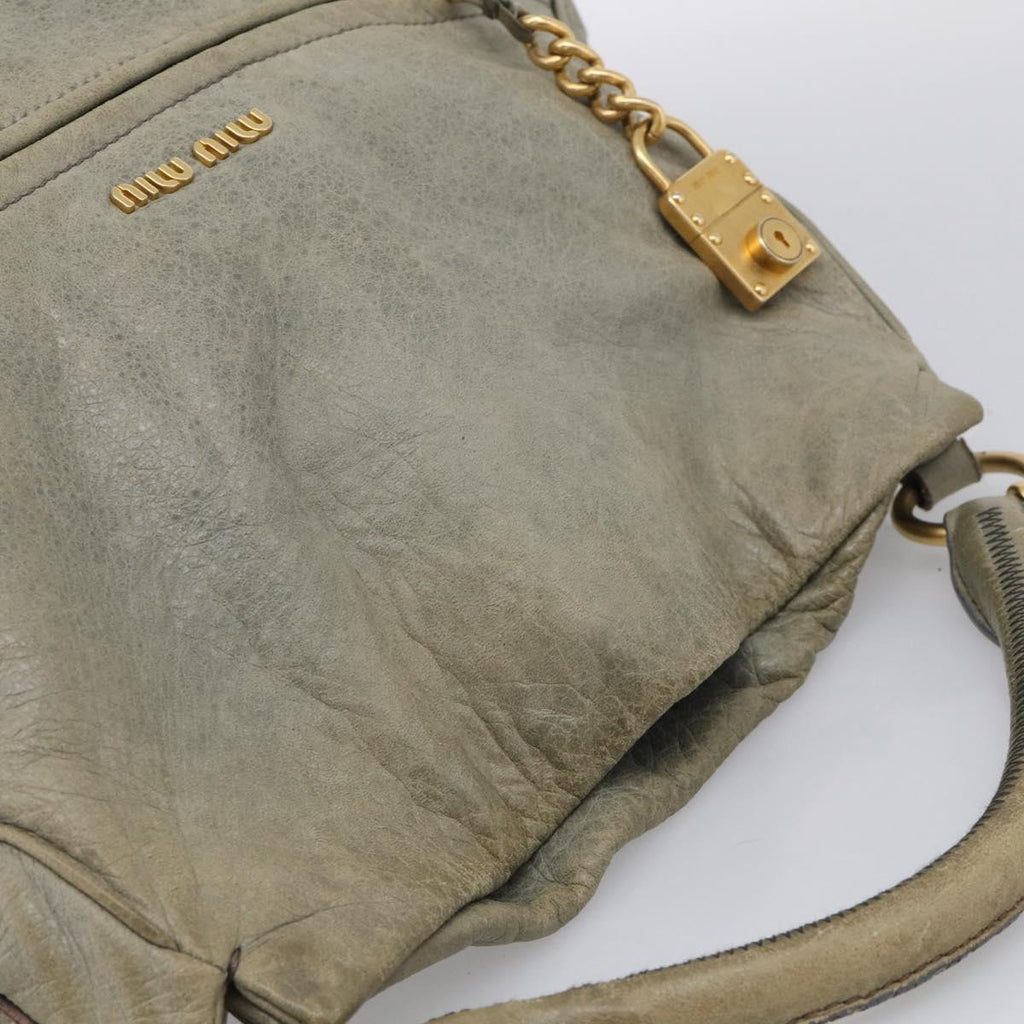Miu Miu Shoulder Bag Vitellolux 2way Light Blue Gold Auth 210007A