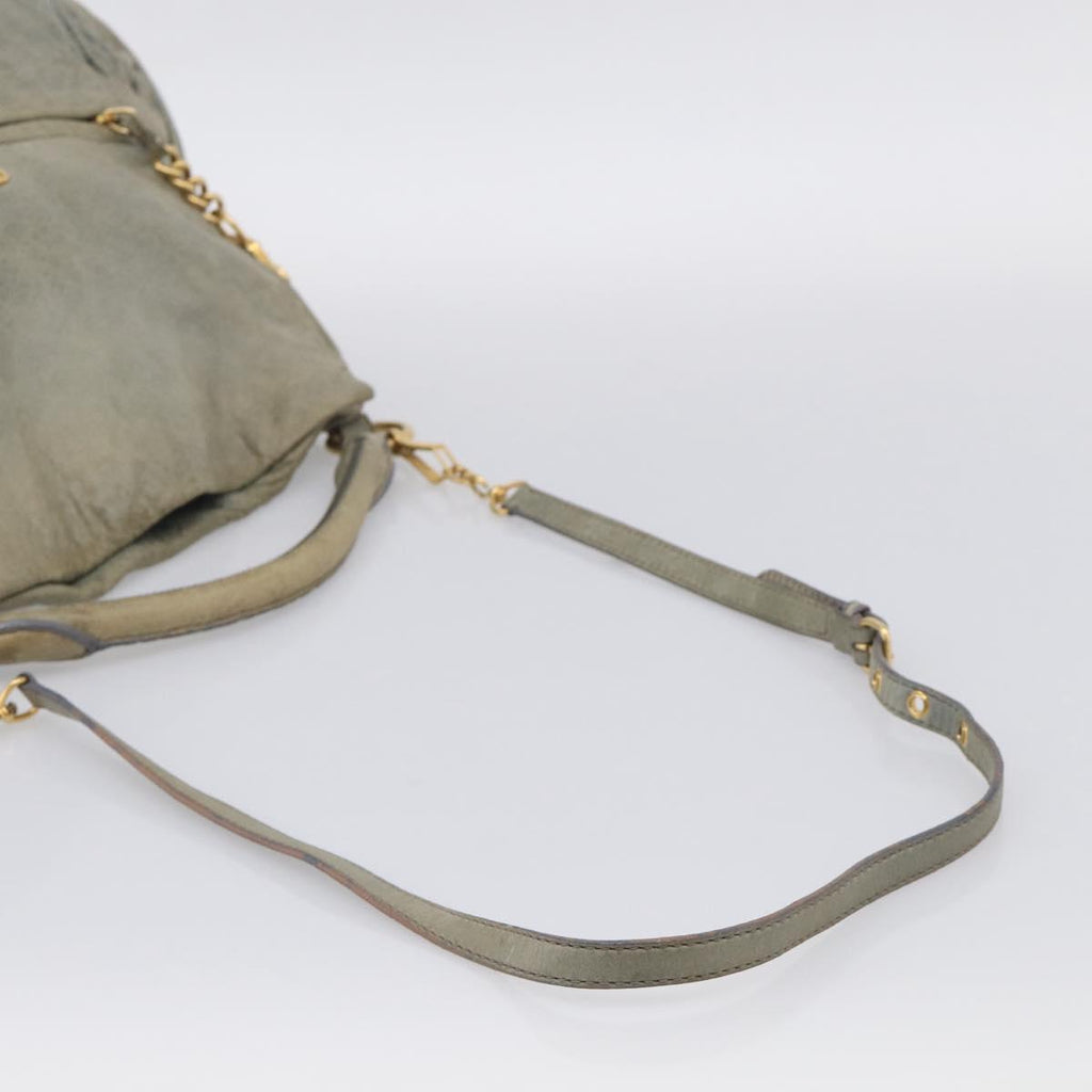 Miu Miu Shoulder Bag Vitellolux 2way Light Blue Gold Auth 210007A