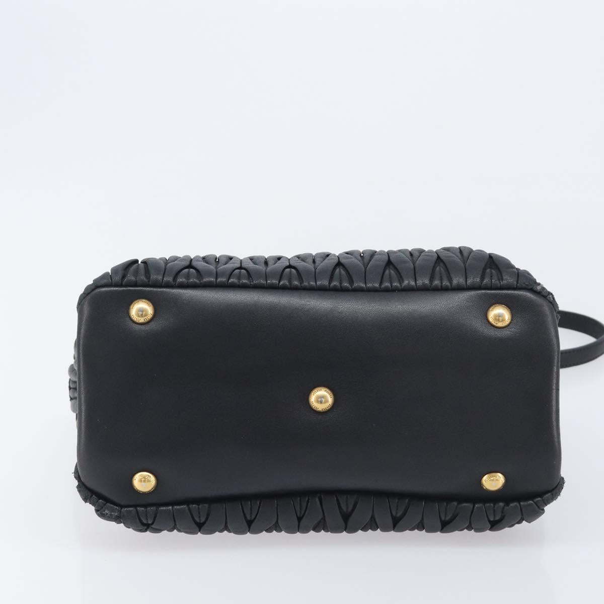 Miu Miu Matelasse Hand Bag Leather 2way Black Gold Auth 210009