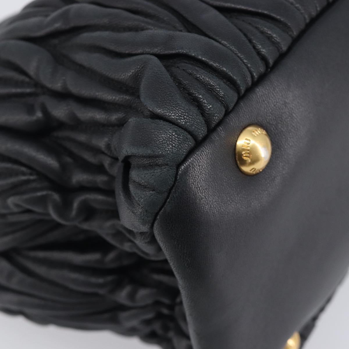 Miu Miu Matelasse Hand Bag Leather 2way Black Gold Auth 210009