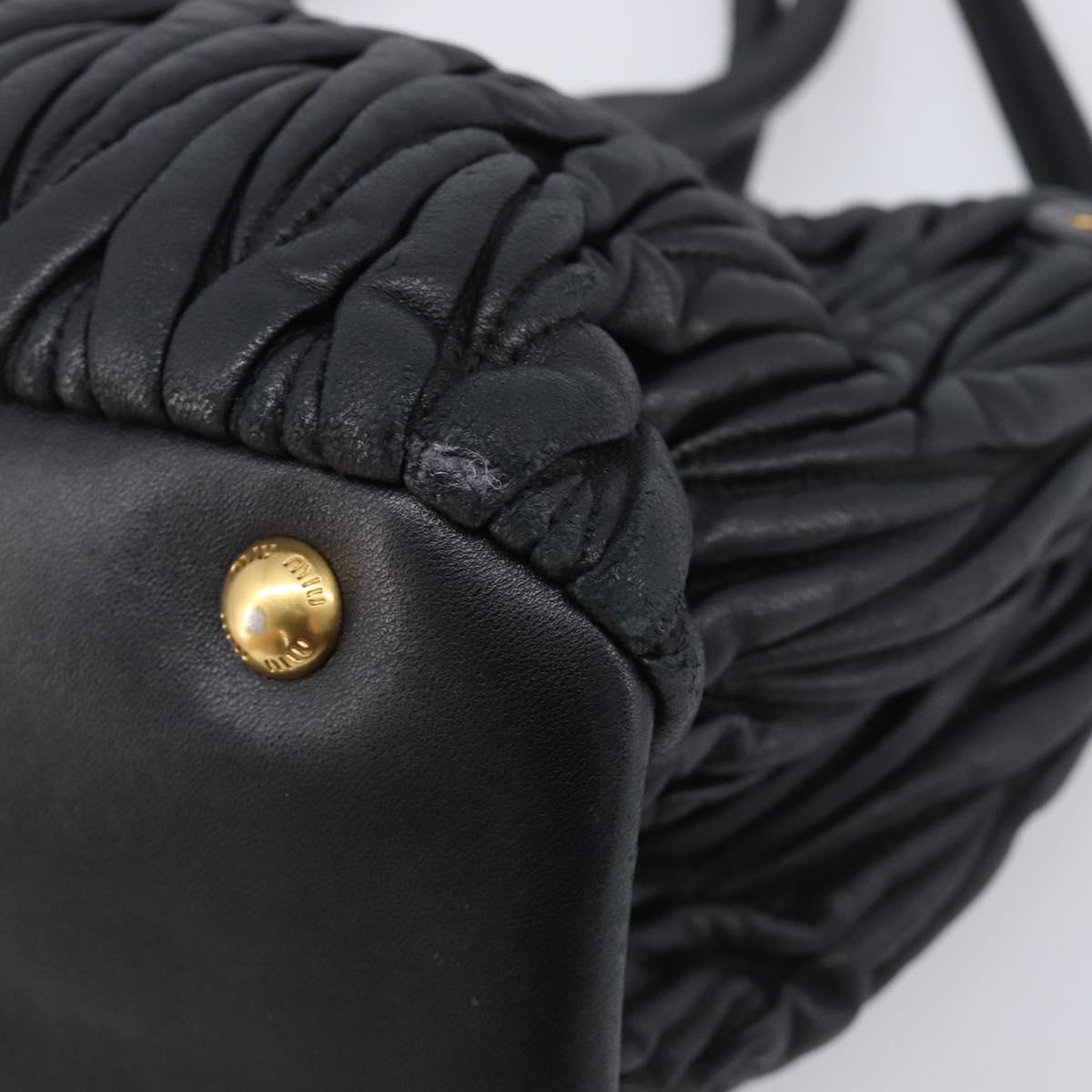 Miu Miu Matelasse Hand Bag Leather 2way Black Gold Auth 210009