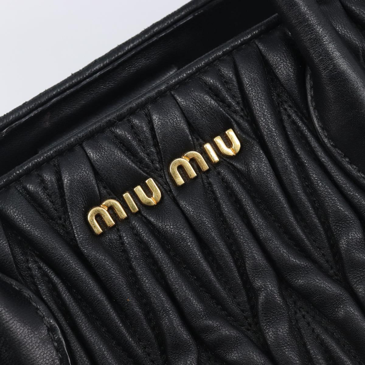 Miu Miu Matelasse Hand Bag Leather 2way Black Gold Auth 210009