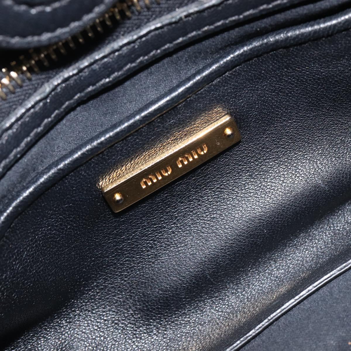 Miu Miu Matelasse Hand Bag Leather 2way Black Gold Auth 210009