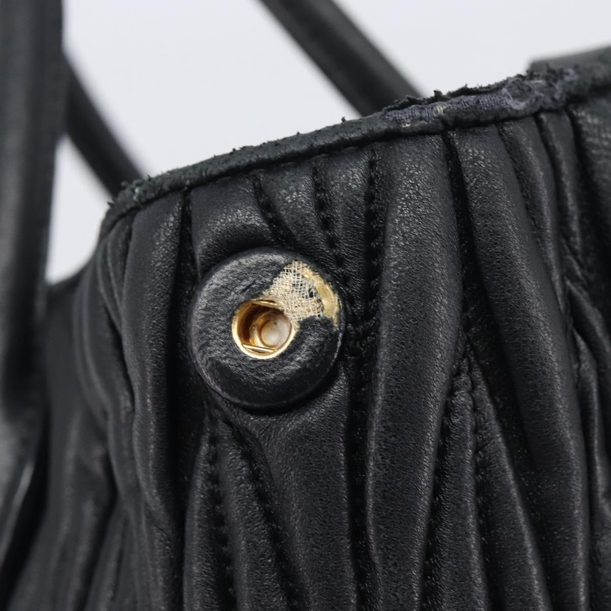 Miu Miu Matelasse Hand Bag Leather 2way Black Gold Auth 210009