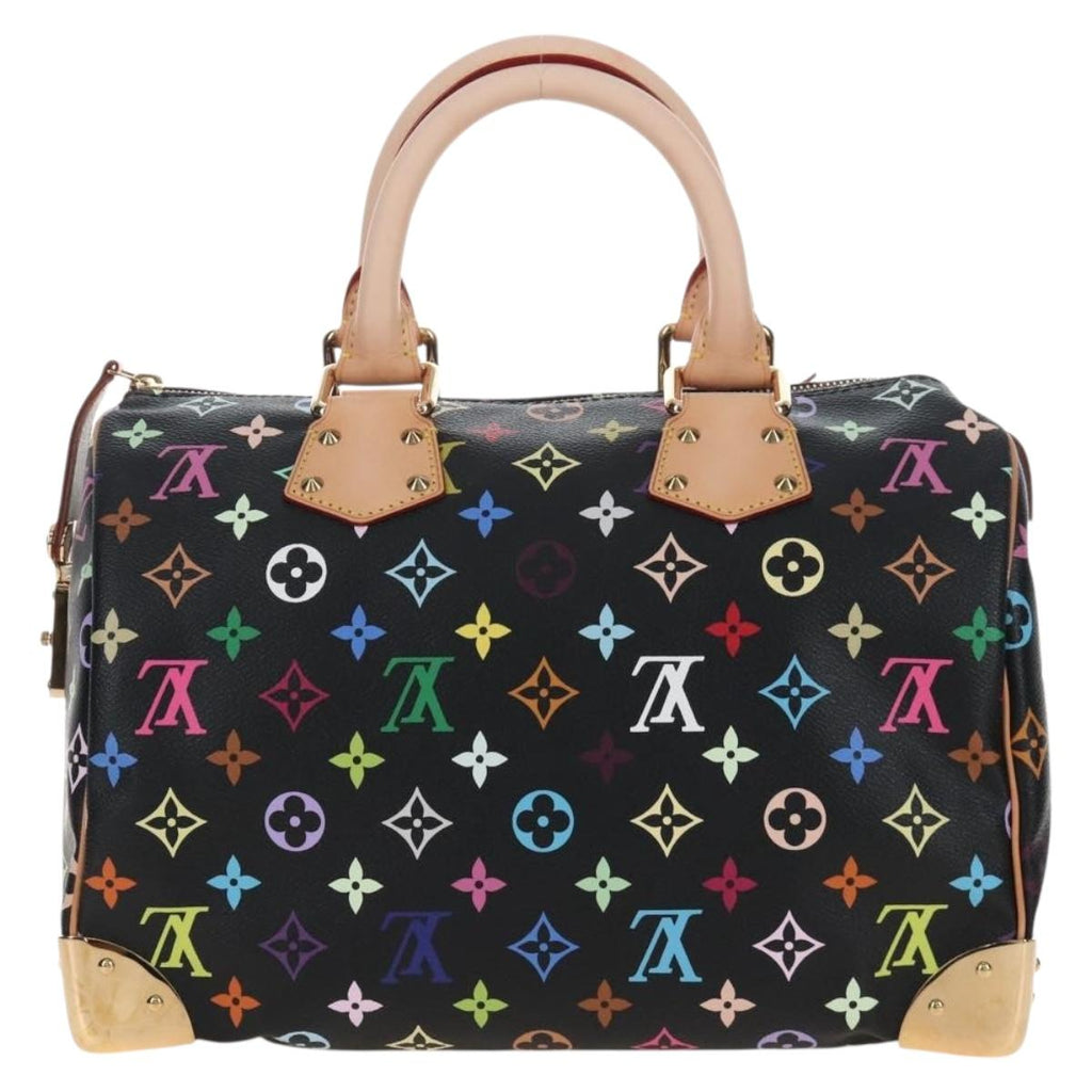 LOUIS VUITTON Monogram Multicolor Speedy 30 Hand Bag Black M92642 Auth 210029SM