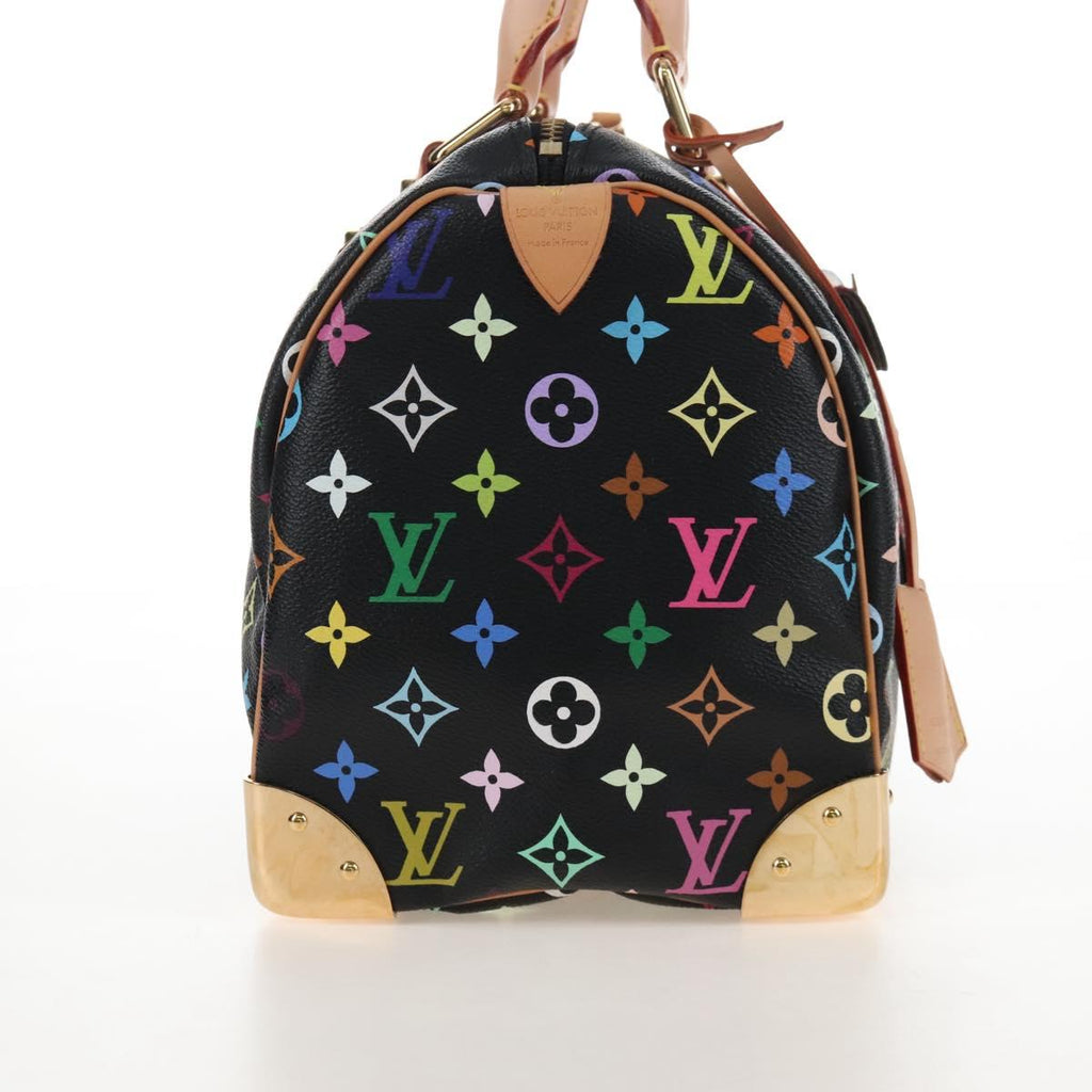 LOUIS VUITTON Monogram Multicolor Speedy 30 Hand Bag Black M92642 Auth 210029SM