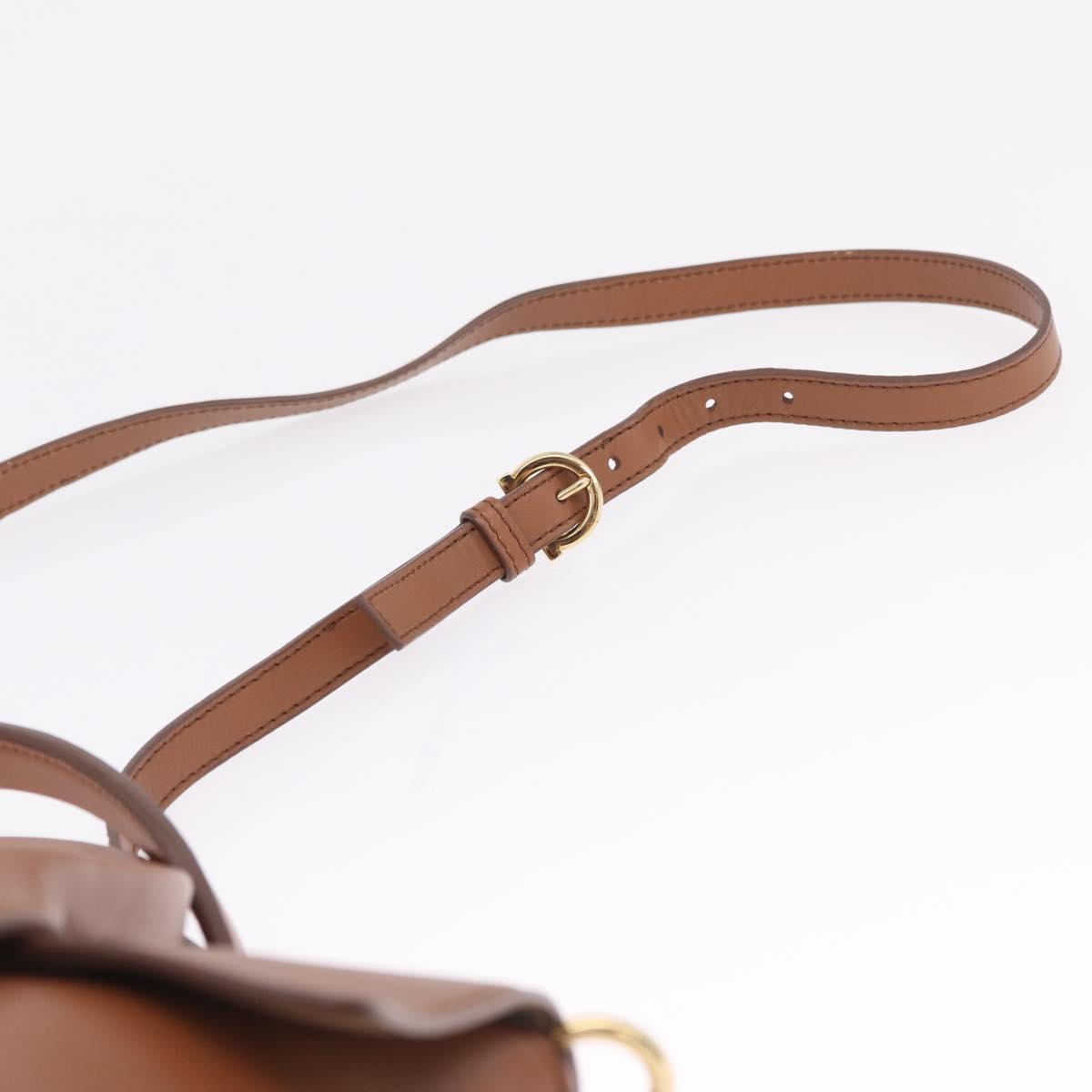 Salvatore Ferragamo Gancini Hand Bag Leather 2way Brown Gold Auth 210044V