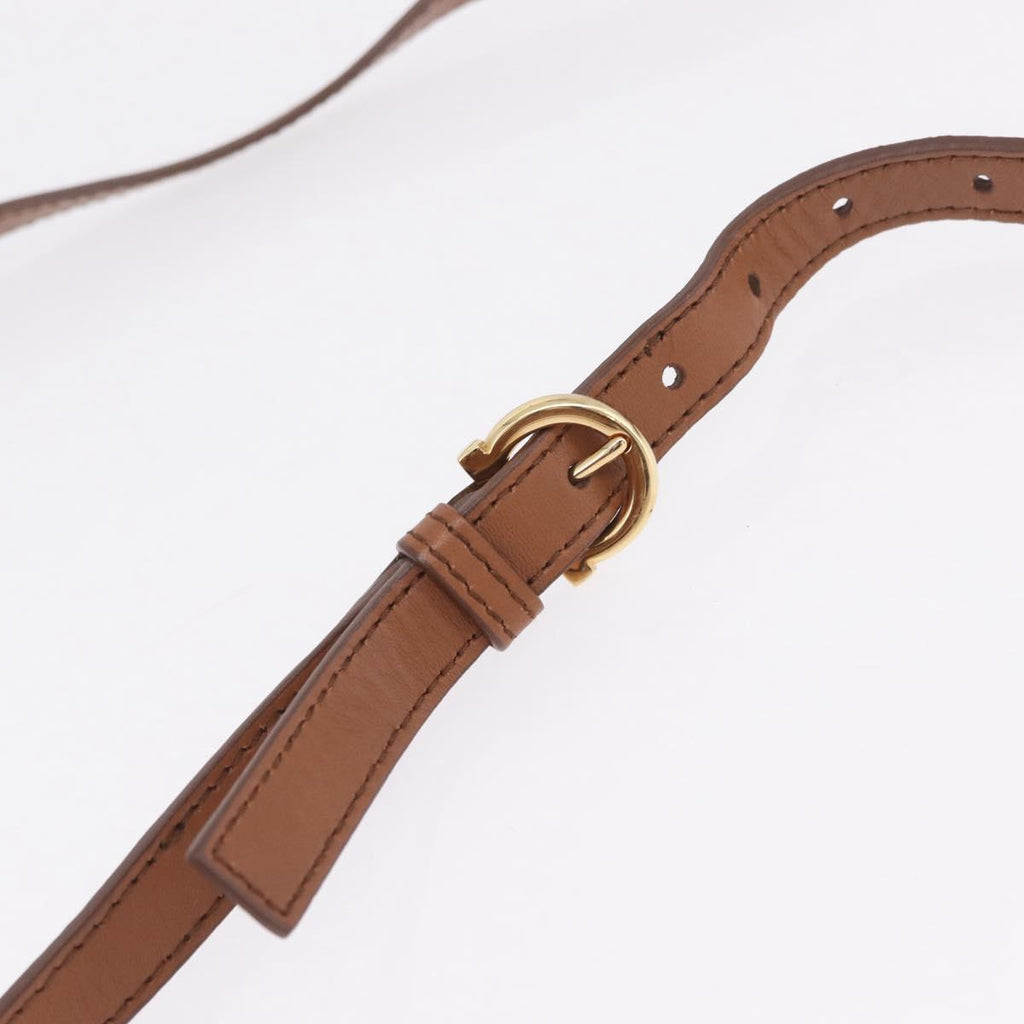 Salvatore Ferragamo Gancini Hand Bag Leather 2way Brown Gold Auth 210044V