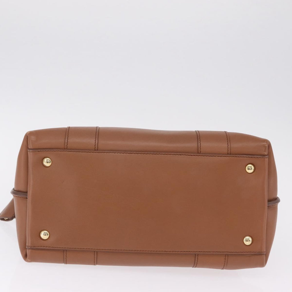Salvatore Ferragamo Gancini Hand Bag Leather 2way Brown Gold Auth 210044V