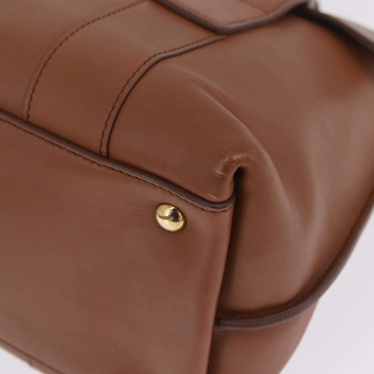 Salvatore Ferragamo Gancini Hand Bag Leather 2way Brown Gold Auth 210044V