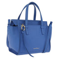 Salvatore Ferragamo Gancini Amy Hand Bag Leather 2way Blue Gold Auth 210060V