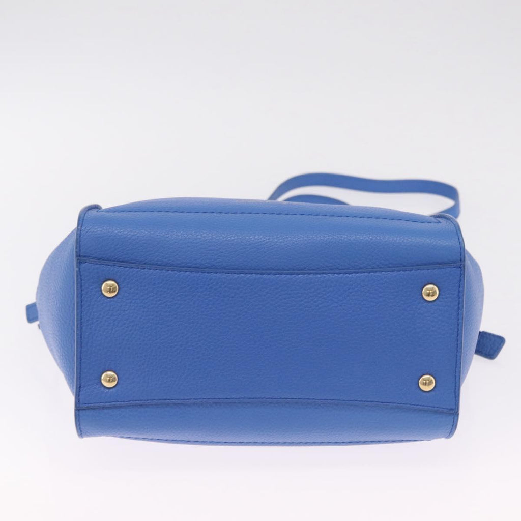Salvatore Ferragamo Gancini Amy Hand Bag Leather 2way Blue Gold Auth 210060V