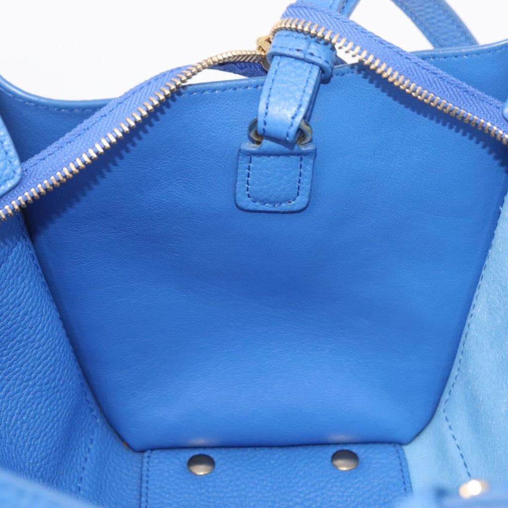 Salvatore Ferragamo Gancini Amy Hand Bag Leather 2way Blue Gold Auth 210060V
