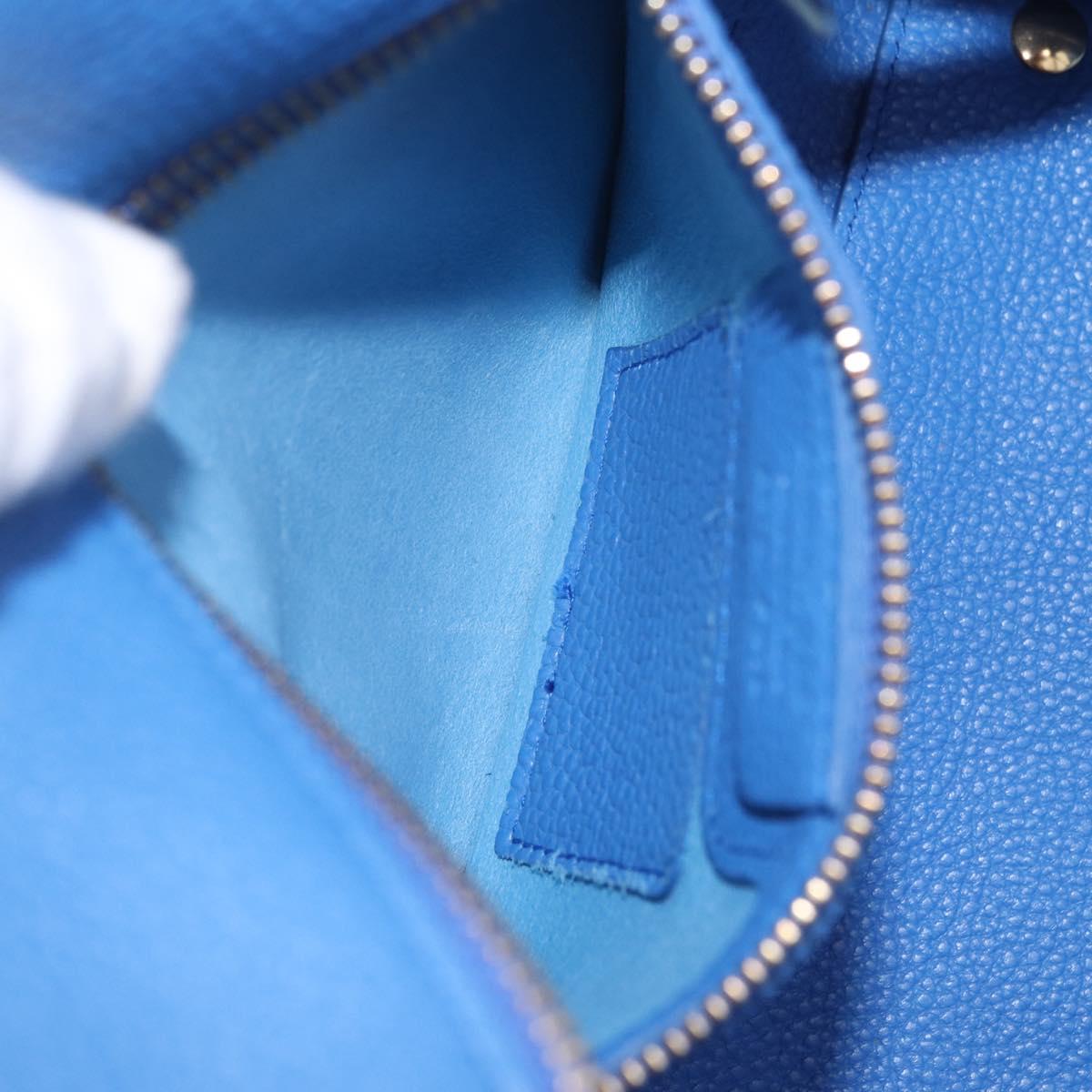 Salvatore Ferragamo Gancini Amy Hand Bag Leather 2way Blue Gold Auth 210060V